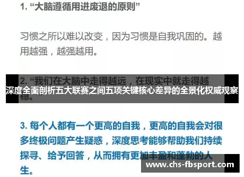 深度全面剖析五大联赛之间五项关键核心差异的全景化权威观察 深度全面剖析五大联赛之间五项关键核心差异的全景化权威观察